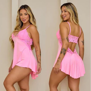 Camisola sexy curta rosa com renda: leve, moderna e com movimento